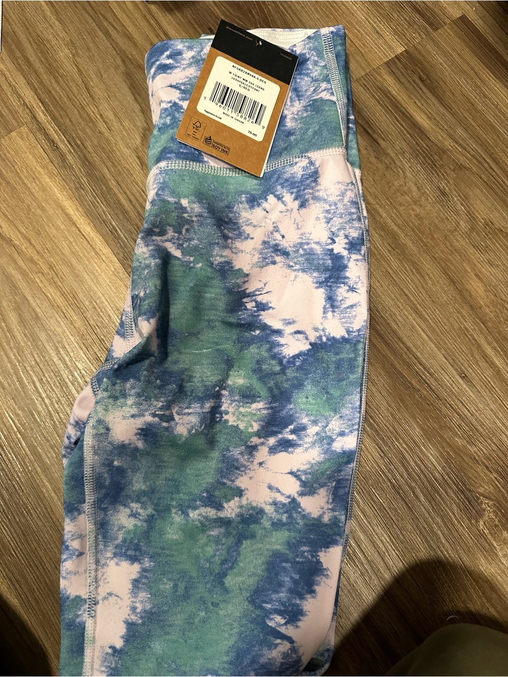 The North Face Womens Tie-Dye Leggings in Blue, Green & Light Pink